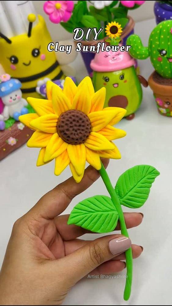 Vibrant Polymer Clay Sunflower Decoration