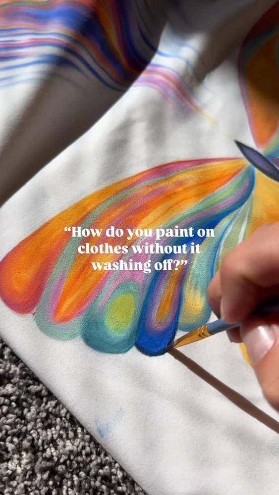 Vibrant Rainbow Butterfly Wing Fabric Painting