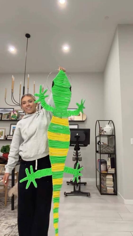Vibrant Striped Gecko Wire Sculpture