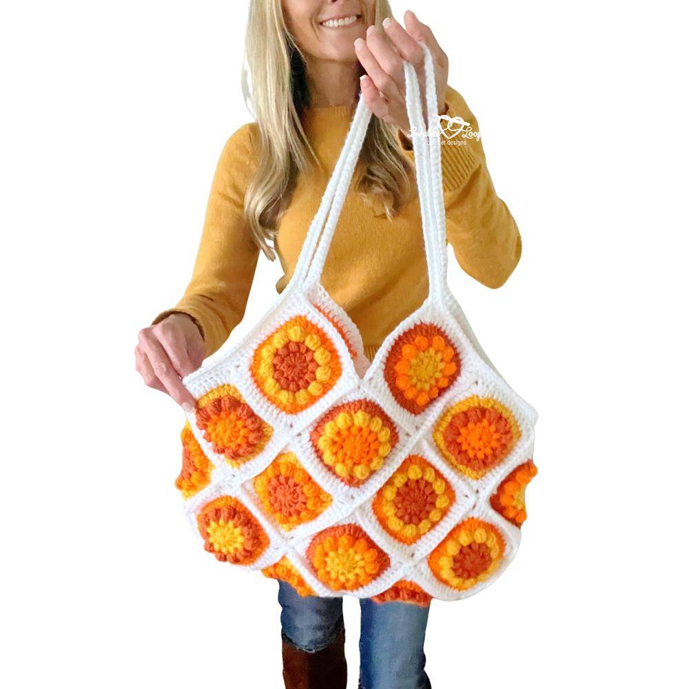 Vibrant Sunflower Granny Square Crochet Bag