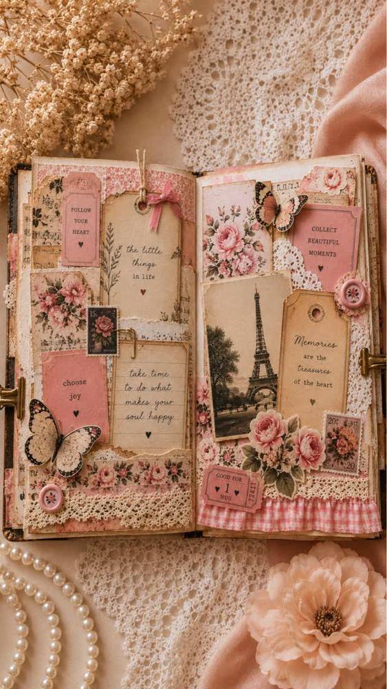Vintage Botanical Junk Journal Spread