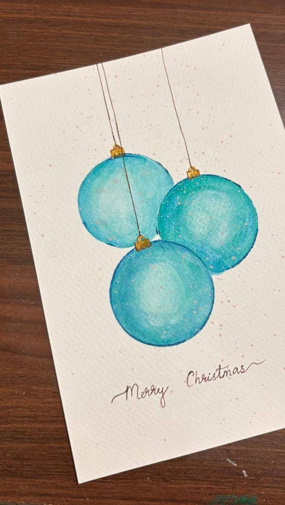Watercolor Christmas Ornament Card