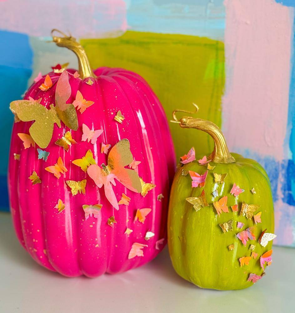 Whimsical Butterfly Decorated Pumpkins