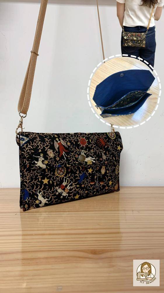 Whimsical Celestial Print Clutch Crossbody Bag