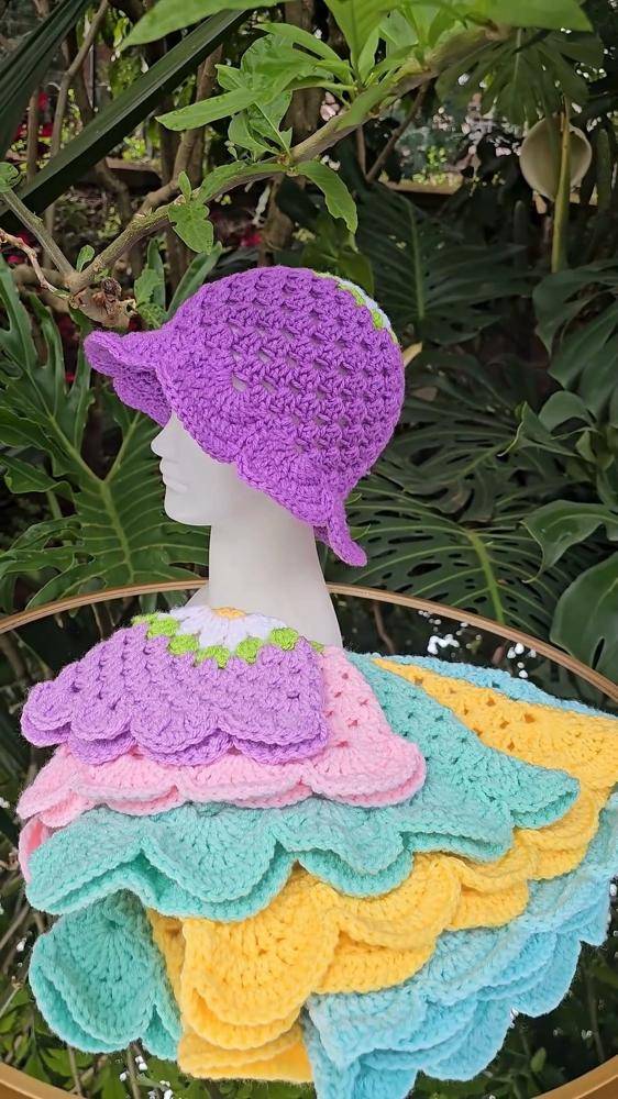 Whimsical Crochet Flower Bucket Hat