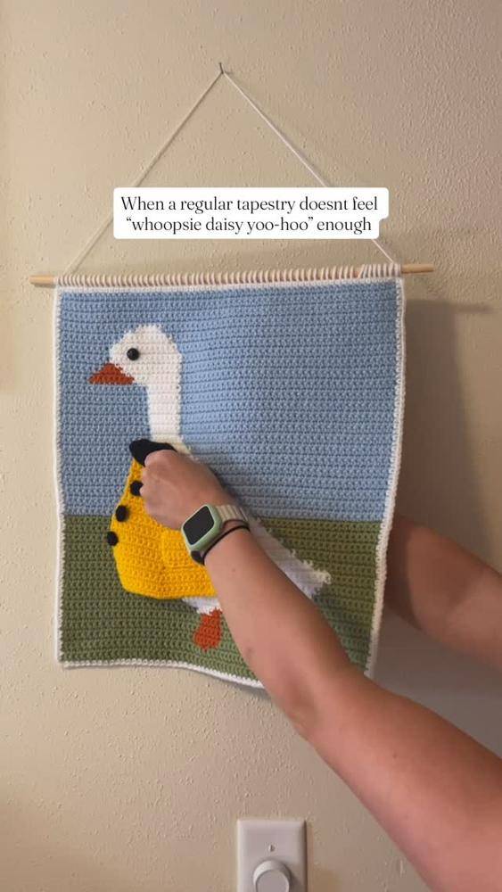Whimsical Crochet Goose Wall Hanging