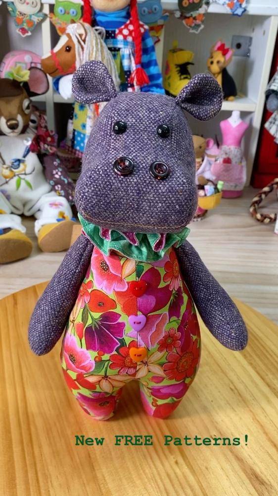 Whimsical Fabric Stuffed Hippo Sewing Project