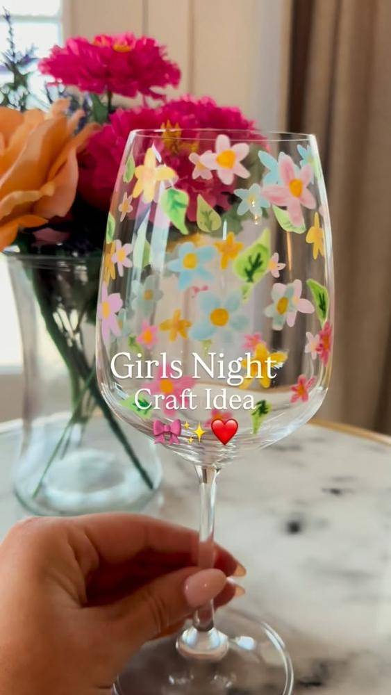 Whimsical Floral Wine Glass Painting Project