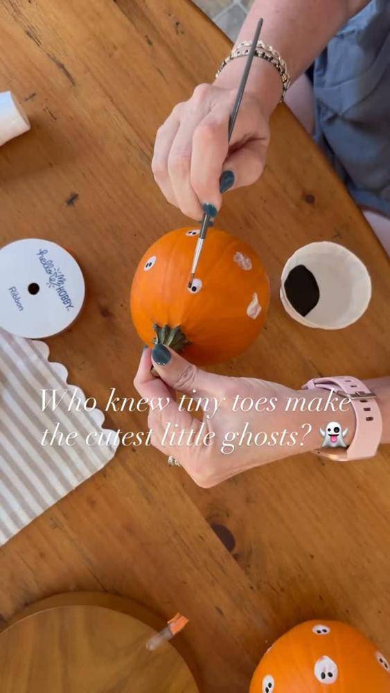 Whimsical Ghost Painted Pumpkins