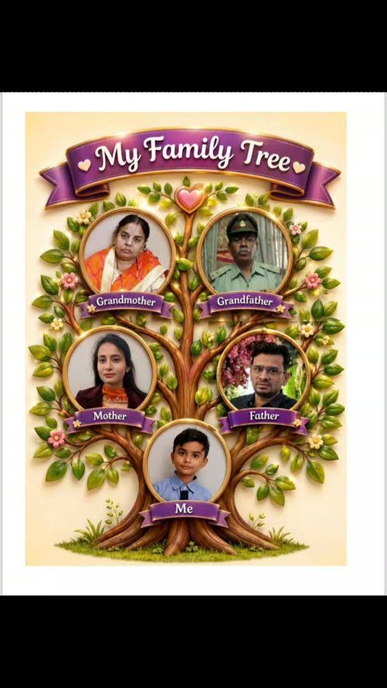 Whimsical Illustrated Family Tree Display