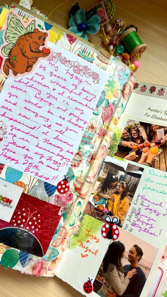 Whimsical Mixed-Media Journal Page with Photos and Ephemera