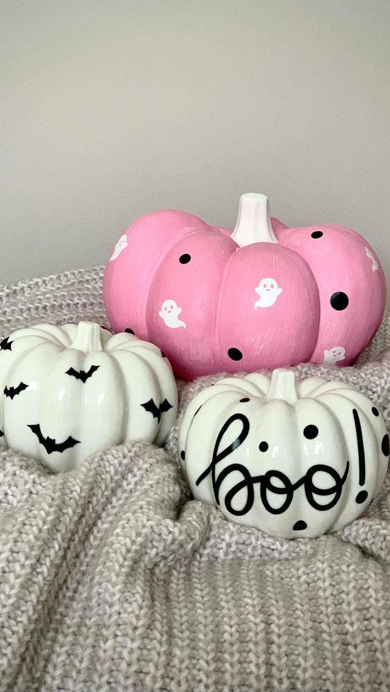 Whimsical Painted Pumpkin Halloween Decor
