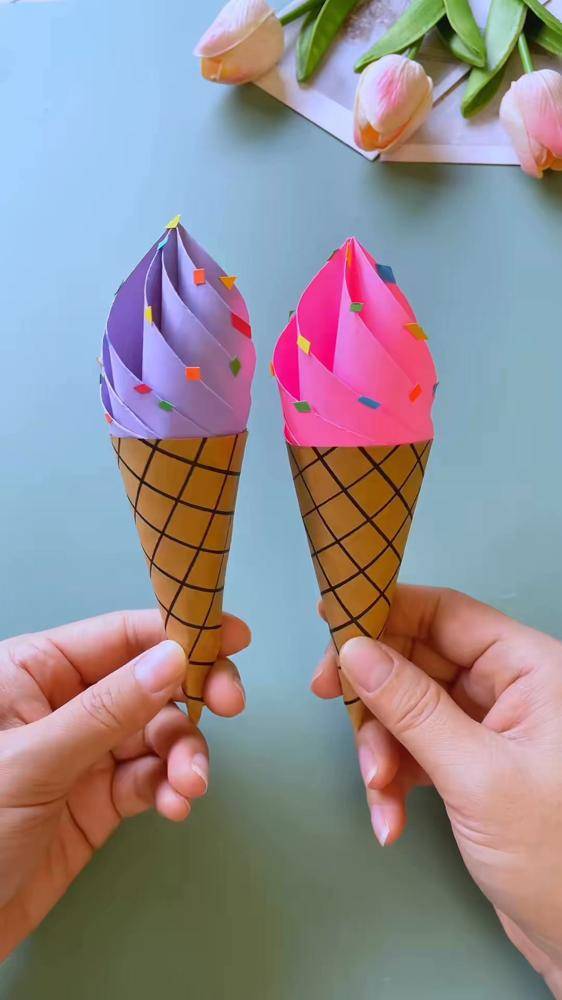 Whimsical Paper Ice Cream Cones Craft