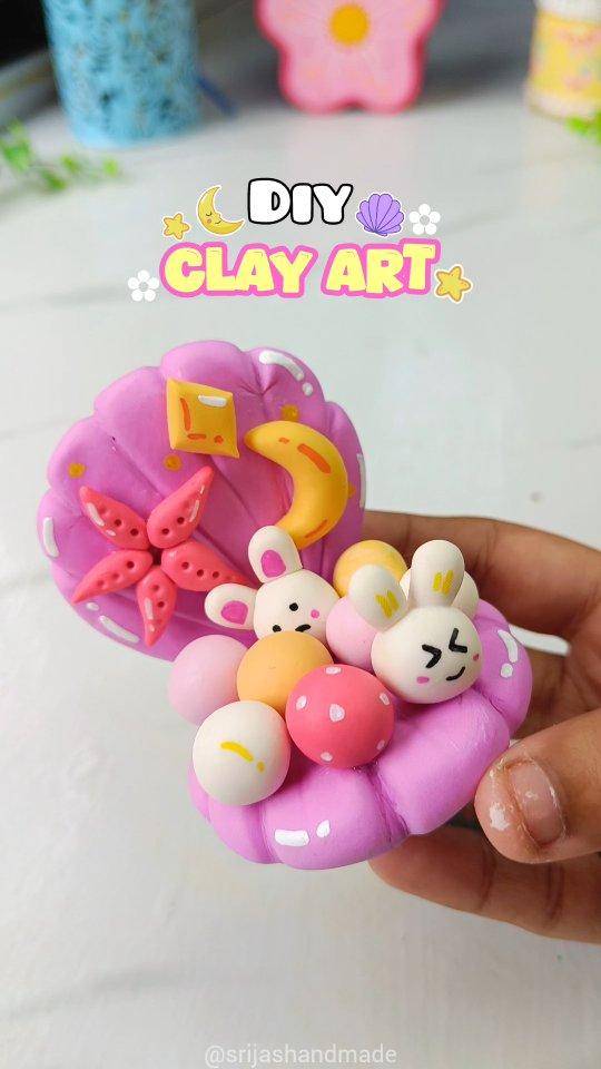 Whimsical Polymer Clay Bunny Scene Craft