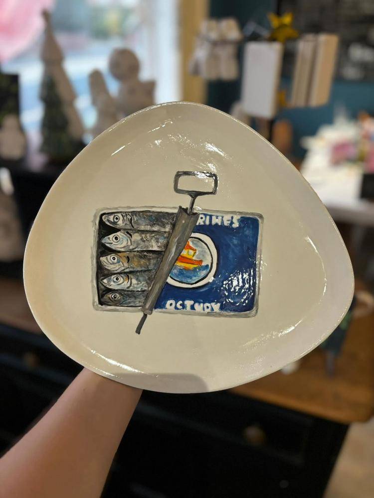 Whimsical Sardine Can Ceramic Plate Decoration