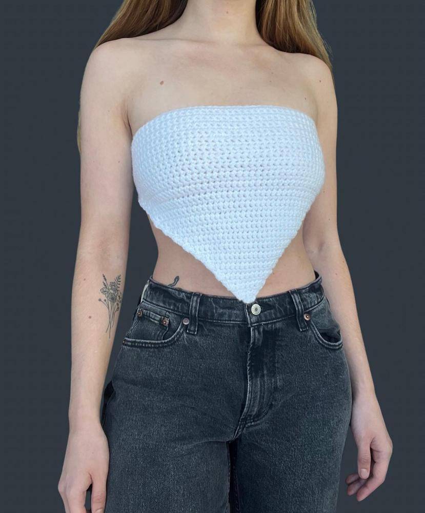 White Crochet Bandana Tank Top