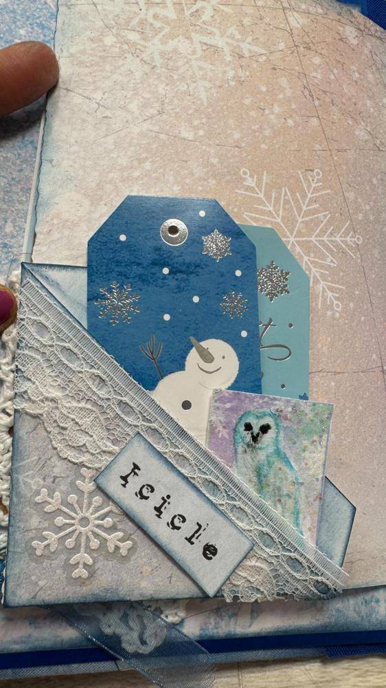 Winter-Themed Junk Journal Pockets with Snowman and Owl Accents