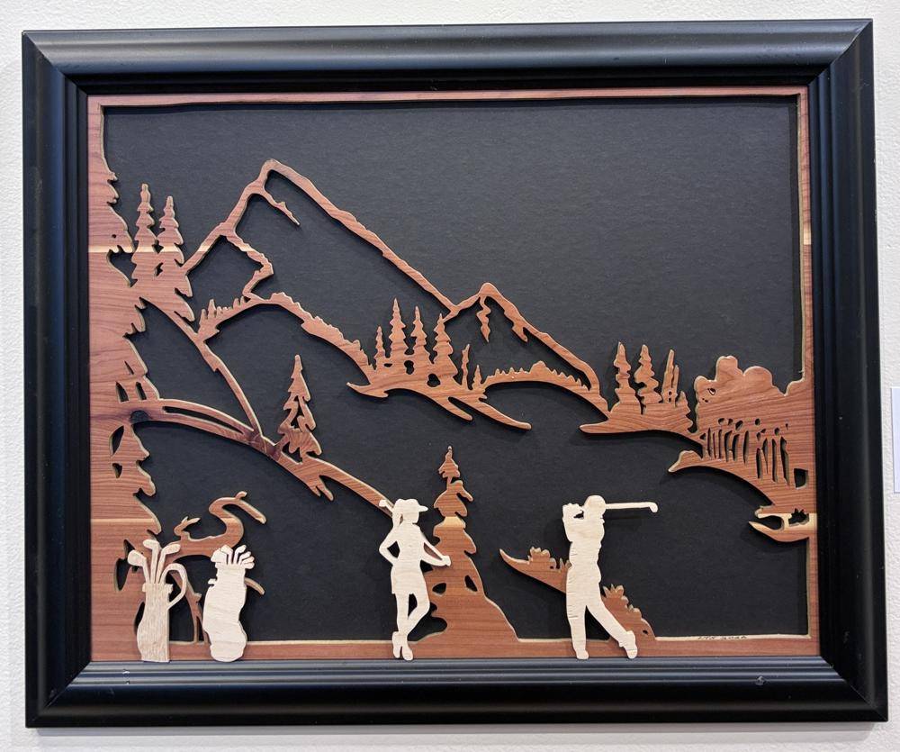 Wooden Intarsia Golf Scene Wall Art