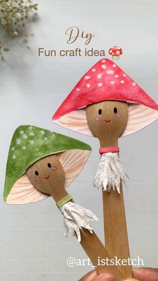 Wooden Spoon Mushroom Characters