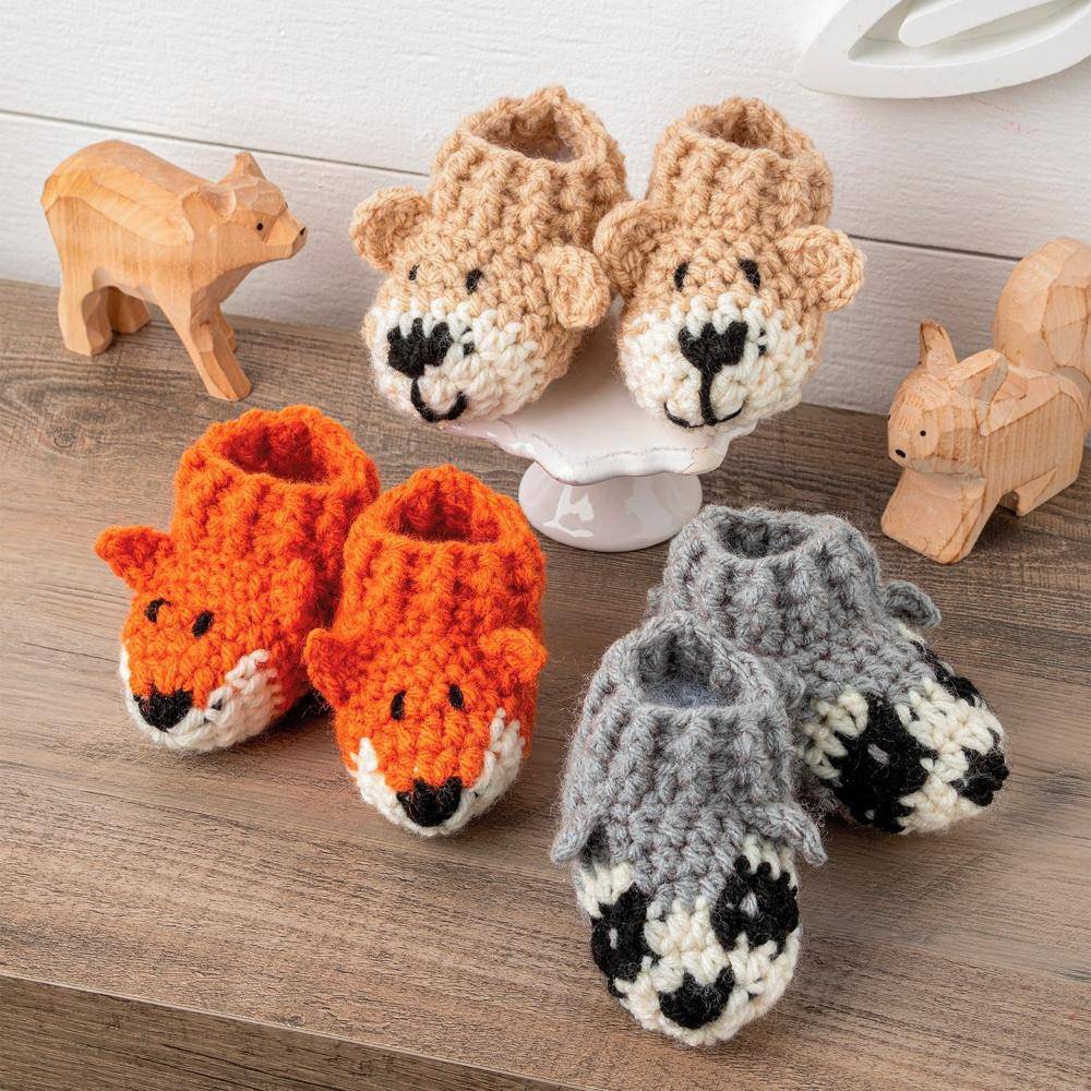 Woodland Creature Crochet Baby Booties