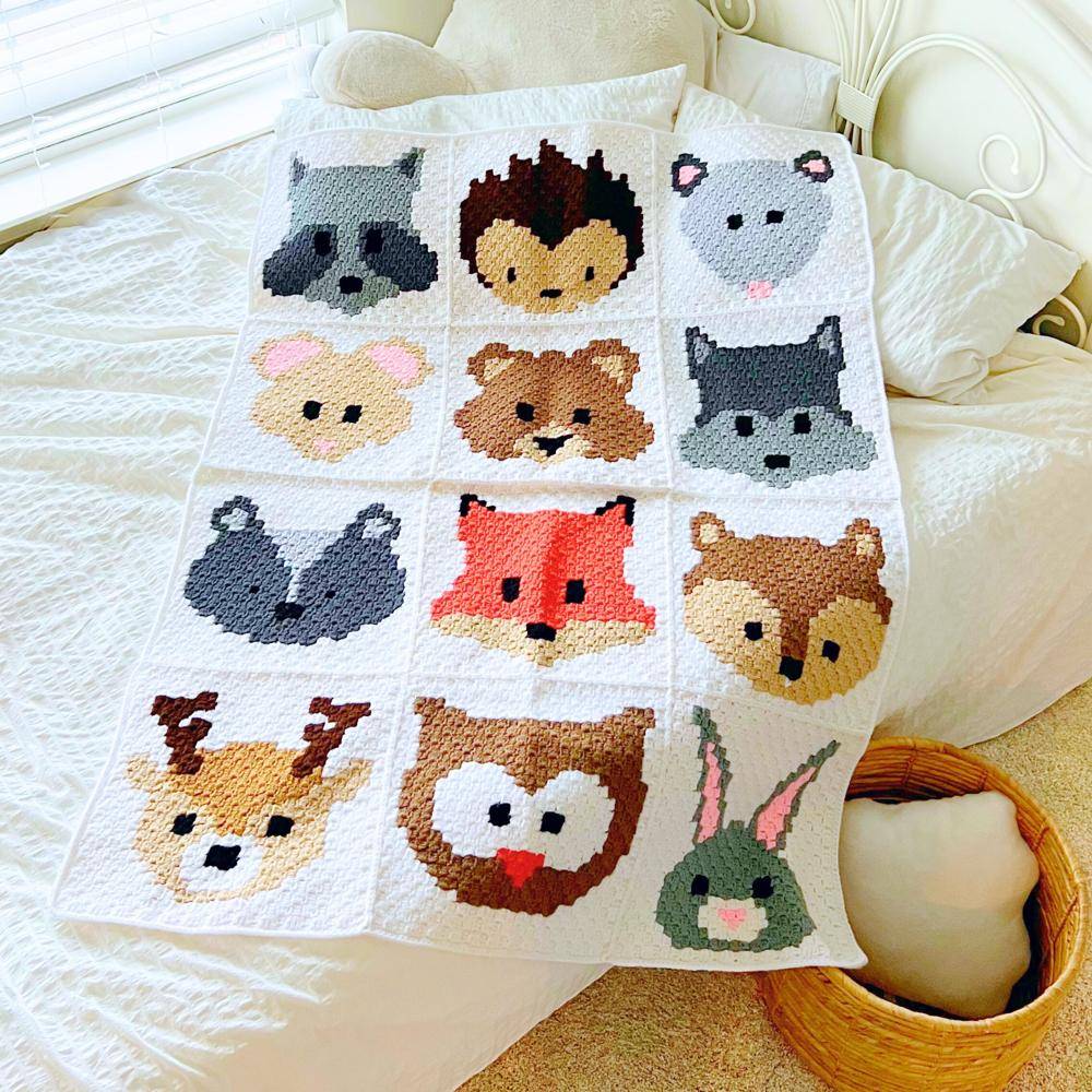 Woodland Critter Crochet Baby Blanket