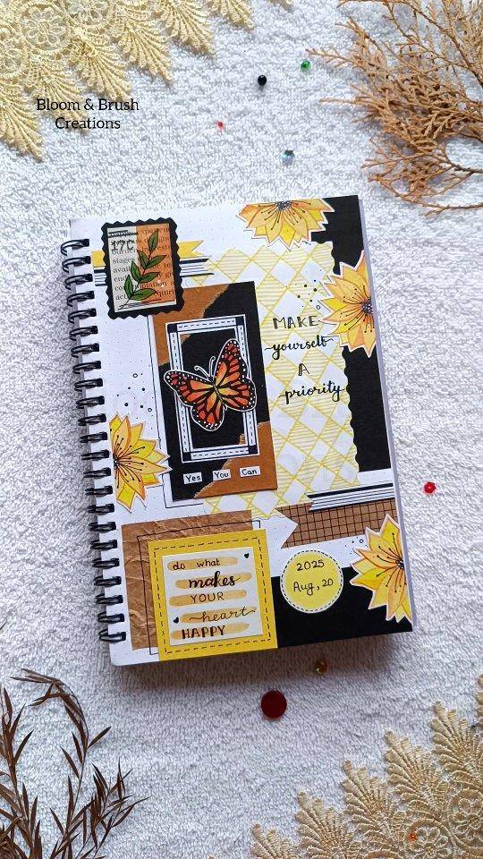 Yellow Sunflower and Butterfly Journal Spread